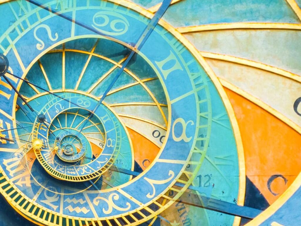 Tablice astronomiczne w błękitnym kolorze.